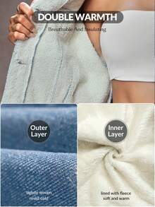 Jeanoix Women's Fuzzy Collar Long Sleeve Cropped Denim Washed Top, Autumn/Winter - Dark Wash - View 10