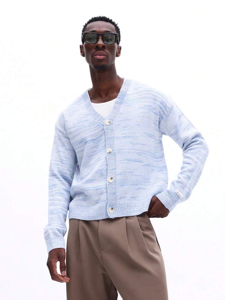 Cable Knit Button Front V-Neck Cardigan