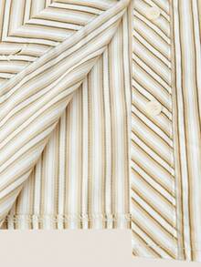 Muvela Áo cánh tay dài rỗng sọc vàng thường ngày/đi làm cho nữ, mặc mùa hè - Màu be - Xem 4