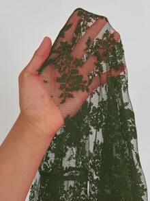 Sunspun فساتين كاجوال بألوان سادة وتفاصيل من الدانتيل للمرأة بمقاسات كبيرة - أخضر داكن - مشاهدة 10