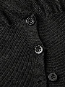 SHEIN MOD Women's Fashion Casual Solid Color Oblique Shoulder Button Gray Sweater In Fall/Winter - Black - View 3