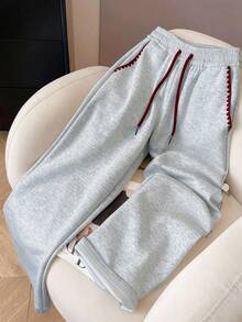 Resyla 2pcs Butterfly Embroidered Hoodie Set, Fashionable & Minimalist, A Gift For Friends - Light Grey - View 3