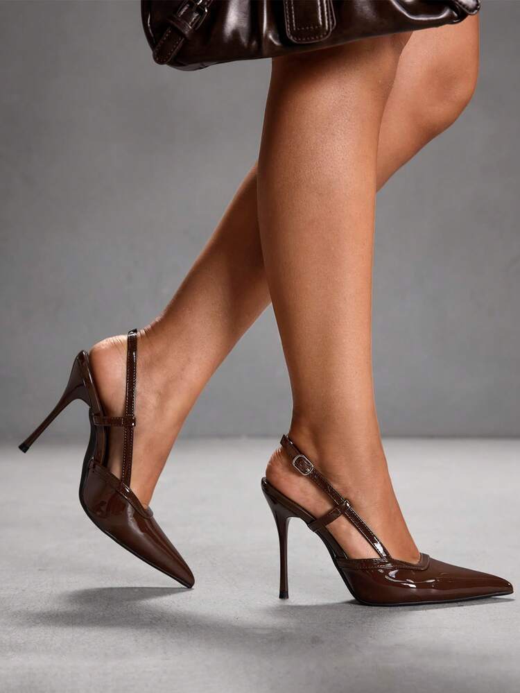 CUCCOO SZL Minimalist Solid Color Pointed Toe Stiletto Heel Backless Women Pumps For Christmas Spring Shoes