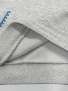 Resyla 女士蓝色刺绣卫衣，灰色刺绣滚边 - 彩色 - 查看 4