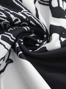 ROMWE MEN Men's Polo Shirt, Casual Spring/Summer Street Style American Short Sleeve Polo Shirt - Black and White - View 4