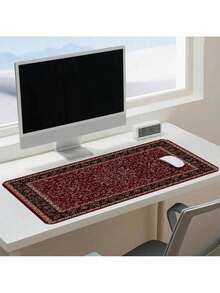 Retro Bohemian Style Mouse Pad, Luxurious Red Desk Accessory, Extra-Large Gaming Mouse Pad, Non-Slip Rubber Base, Computer Mouse Pad With Sewn Edges, XXL Keyboard Pad, A Gift For Friends - Multicolor - View 3