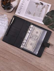 1pc A6 Budget Binder With Cash Envelopes, Cash Saving Book Budgeting Planne PU Leather Notebook Binder With 12 PCS A6 Binder Pockets, Cash Stuffing Folder Envelope System - Multicolor - View 2