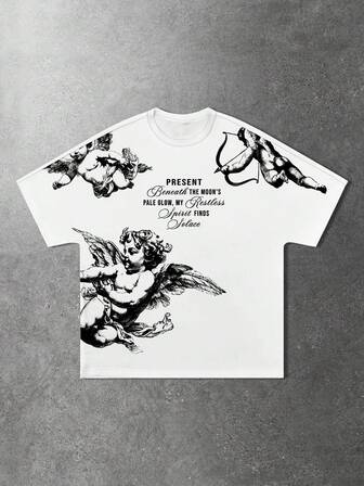 Street Life Herren Fledermausärmel Kurzarm T-Shirt mit Muster, geeignet für den täglichen Gebrauch im Frühling/Sommer