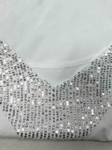 Franclia Vacation Casual Sequin Patchwork White Camisole - White - View 4