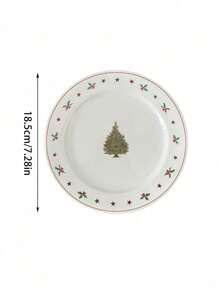 Cirelle 1SET Christmas Tree Plates, Ceramic Holiday Dinnerware Set Includes Dinner Plate, Egg Holder & Mug With Red Trim, For Indoor/Outdoor Christmas Party, Camping, Picnic