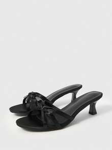 Sleekvia Sandal cao gót quai ngang kiểu mule dành cho nữ, mẫu mới mùa hè. - màu đen - Xem 10