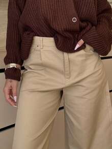 Mélanie ORL Plus Size Loose Solid Color Harem Pocket Pants For Women, Spring/Summer Casual - Khaki - View 4