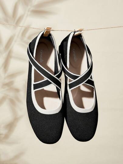 Ressula 女士休闲交叉平底一脚蹬鞋，适合日常穿着