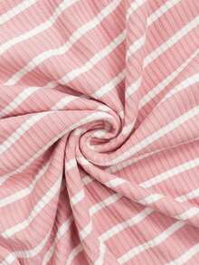 SHEIN U-Neck Raglan Sleeve Casual Comfortable Breathable Striped Nursing Top Pregnant Clothes Maternity Tops Pregnancy Shirts Breastfeeding Shirt - Pink - View 7