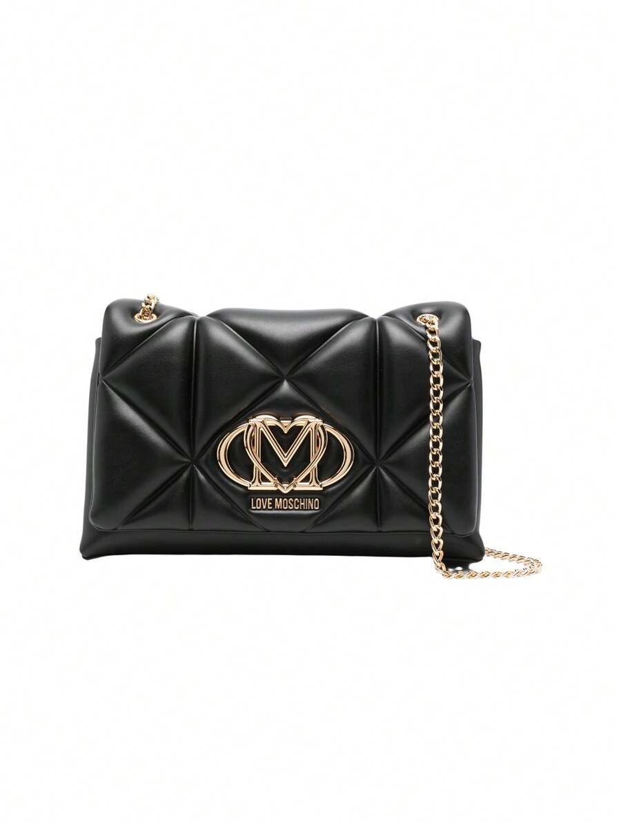 Embossed Quilted Flap Women's Shoulder Bag Black - Black - View 1