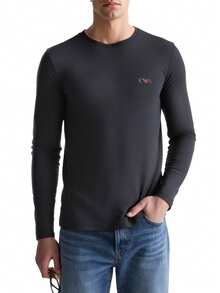 Emporio Armani Men's Cozy Breathable Relaxed Fit Daily Casual Relaxation Black EM000383-AF10778-MC001 - Black - View 2