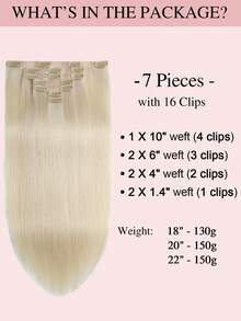 9AM Hair 7pcs 130g/150g 60# Platinum Blonde Full Head Seamless PU Double Weft Clip Ins Real Human Hair Extensions - S60 - View 4