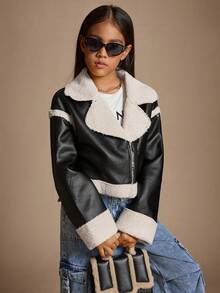 Radiana Tween Girl 纯色领短款保暖衬里长袖夹克