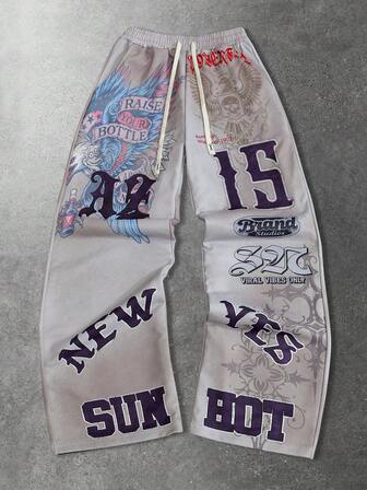 Pantaloni della tuta da uomo con stampa digitale, alla moda per uso quotidiano