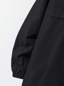 SHEIN 2pcs/Set Teen Boy Letter Print Half-Zip Hoodie Jacket And Elastic Cuff Pants Casual Outfit, Tracksuit For Teen Boys, Sweat Set - Black - View 4