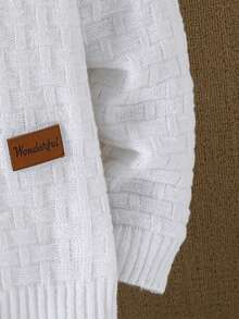 秋冬季男童休闲半拉链套头针织长袖毛衣 - 白色 - 查看 4