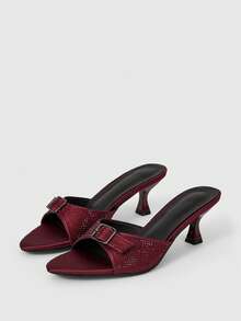 Sleekvia Women's Strap High Heel Slide Sandals, Summer New Arrival - Burgundy - View 10