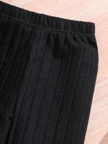 Elladie kids Setelan Kaos Lengan Panjang dan Celana Rajut Bergaris Warna-warni Kasual untuk Anak Perempuan, Musim Gugur/Semi - MultiWarna - View 4