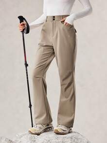 OutZeal 女士保暖内衬防水喇叭裤，带口袋，适合户外滑雪、徒步，秋冬季穿着