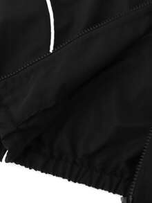 SHEIN ChillGRL Tween Girl Contrast Trim Hooded Jacket And Jumpsuit Set