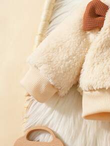 2pcs Newborn Baby Autumn/Winter Outfit, Cute Plush Bear Design Baby Clothes Set - Apricot - View 8