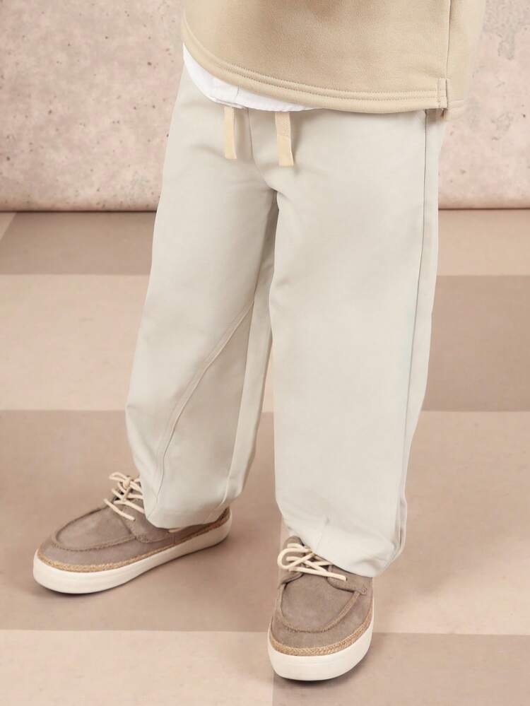 Elastic Waist Casual Pants With Drawstring