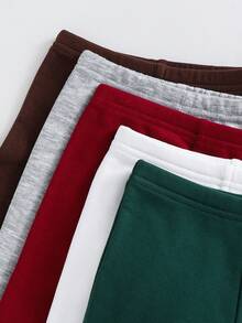 5pcs Newborn Baby Boy/Girl Casual Solid Color Elastic Waist Pants, Autumn/Winter