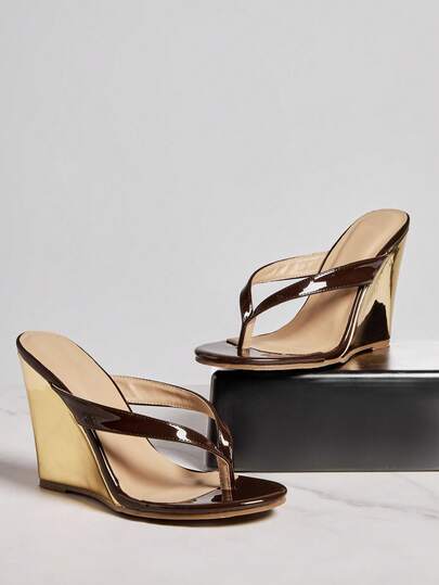 Hauture Top-Seller Women's Slip-On Thong Wedge Sandals For Christmas