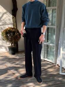 Claim Dot 男士休闲纯色立领毛衣，秋冬