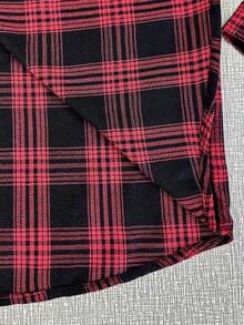 Manfinity Homme Áo sơ mi nam dài tay cài cúc phía trước, kiểu dáng thường ngày, đa năng, thoải mái, thoáng khí, phong cách grunge, áo khoác mùa hè nam, áo khoác kẻ caro nam. - Đỏ - Xem 5