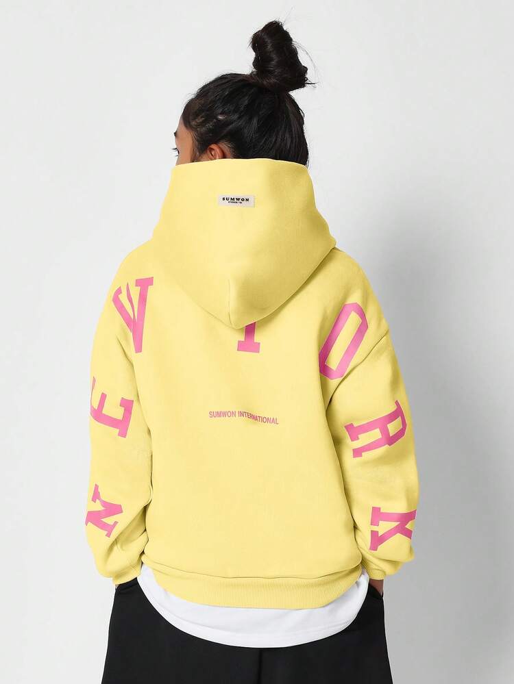 Oversized Hoodie With Letter Back Print