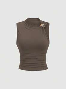 Sweetra Women's Ruched Fitted Summer Top - Multicolor - View 5