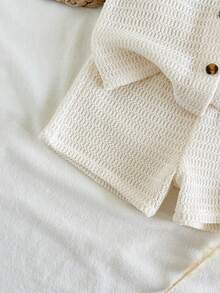 Vintaside Kids 2pcs Baby Boy Shirt & Shorts Set, Countryside Style, Special Textured Fabric, Comfortable Linen Blend, Versatile Casual Outfit - Apricot - View 8