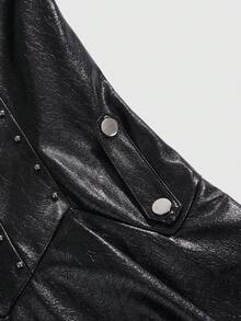 ROMWE Avant Vestido Minimalista Punk Y2K com Pingente de Cruz Metálica - Preto - Visão 4