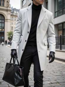 Manfinity Homme 男士纯色口袋纽扣长袖外套，秋季外出外套，送给朋友、丈夫、男友的冬季礼物 - 灰色 - 查看 6