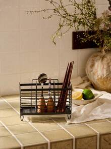 Cirelle 1 Giá để đũa bằng thép không gỉ dạng lưới 2/3, Giá để dao kéo, Giá để dao kéo, Tổ chức lưu trữ đồ dùng gia đình, Ký túc xá có khay thoát nước, Phụ kiện nhà bếp - Nhiều màu - Xem 4