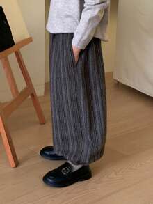 DAZY Young Boys Casual Loose Plaid Pants, Japanese Style, Autumn - Grey - View 3