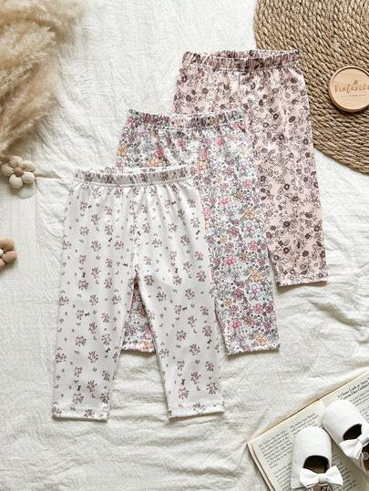 SHEIN Vintaside Kids 3pcs Baby Girl Pastoral Style 3-Piece Pants Set  : Floral Elastic Waist Breathable Leggings, Long Pants, Pink, Loose, Comfortable, Skin-Friendly, Casual, Vintage
Comfortable And Ideal For Daily Wear, Camping, And Family Gatherings. Multiple Sets Available. Suitable For Mild Weather, An All-Season Wardrobe Essential That's Perfect For Autumn, Winter, And Spring. Toddler Floral Bloomer Baby Girl Summer Pant Toddler Flower Clothes Baby Summer Sets Vintage Style