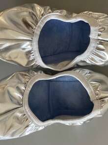 Mujer Zapatos de Ballet Metálicos Punta redonda Piso Estilo Clásico para Danza Escenario - Plateado - Ver 1