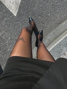 DAZY Sheer Black Pantyhose Leg Slimming Tights - Black - View 7