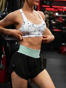 Powerista Women's Casual Contrast Color High Waist Breathable Sports Shorts, Summer