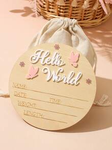 SHEIN Panneau d'annonce de naissance de bébé fille avec papillon acrylique "Hello World", accessoire photo pour baby shower, cadeau