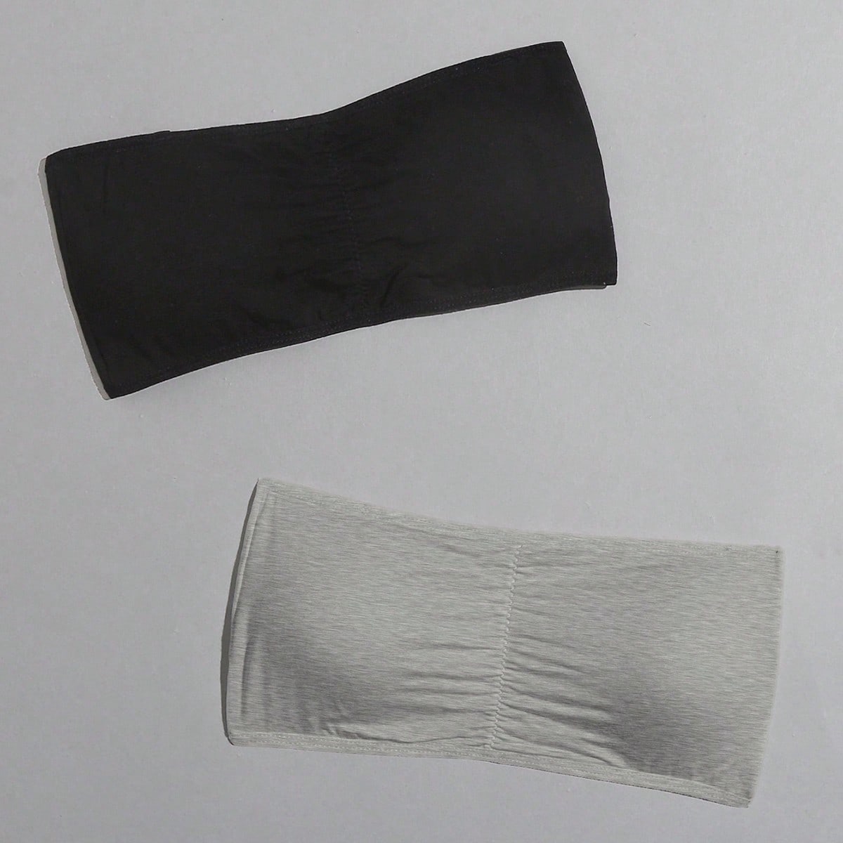 Set de 2 sujetadores bandeau sin aros de unicolor y plisados para mujer