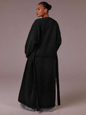 Athîral Lång kofta i enfärgad stil för kvinnor, höst/vinter