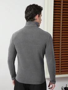 Core Aspect Men's Grey Long Sleeve High Neck Fabric T-Shirt Thermal Regular Fit Top Warm And Comfortable - Grey - View 2
